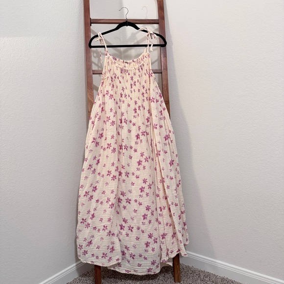 Free People Dresses & Skirts - Free People Azure Cotton Floral Maxi Dress in Lilac Ecru Size Medium NWT